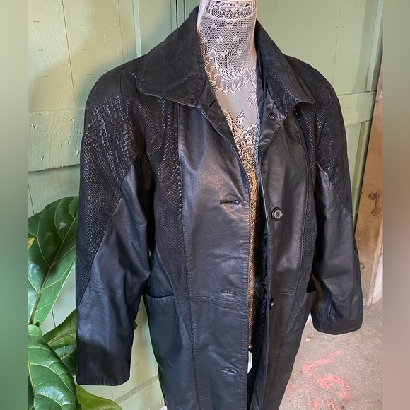 Gorgeous Jacqueline Ferrar Black Leather Trench Coat  - Size Small - Picture 8 of 16